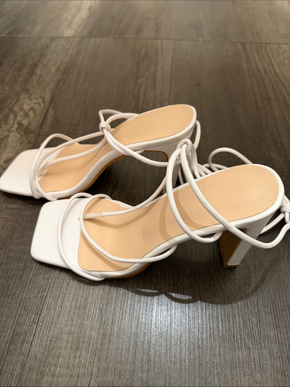 Women’s White Strappy Block Heel Sandals